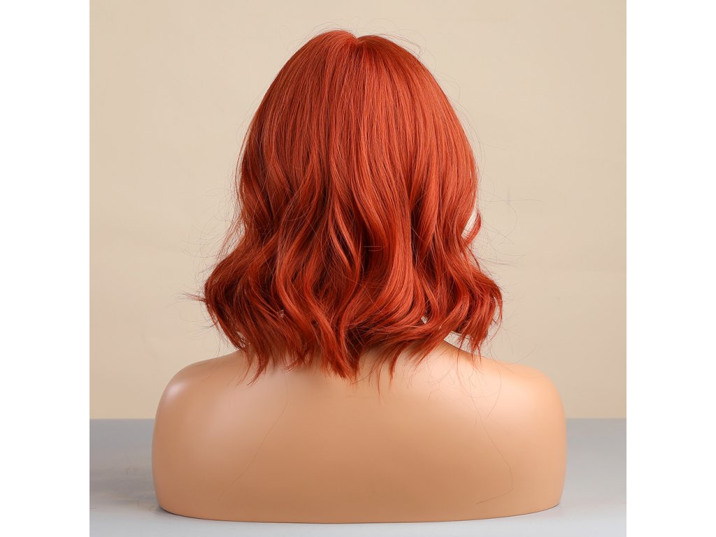 Krátká oranžová paruka s melírem Liv a se síťkou (lace front)