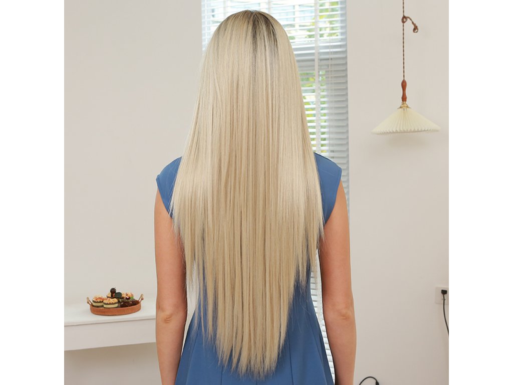 Zářivá platinová blond paruka Tasha se síťkou (lace front)