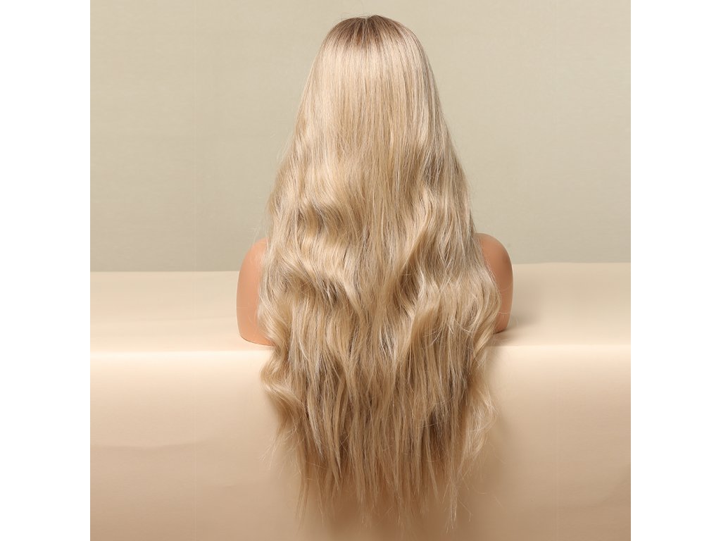 Dlouhá zlatá blond paruka Eva se síťkou (lace front)
