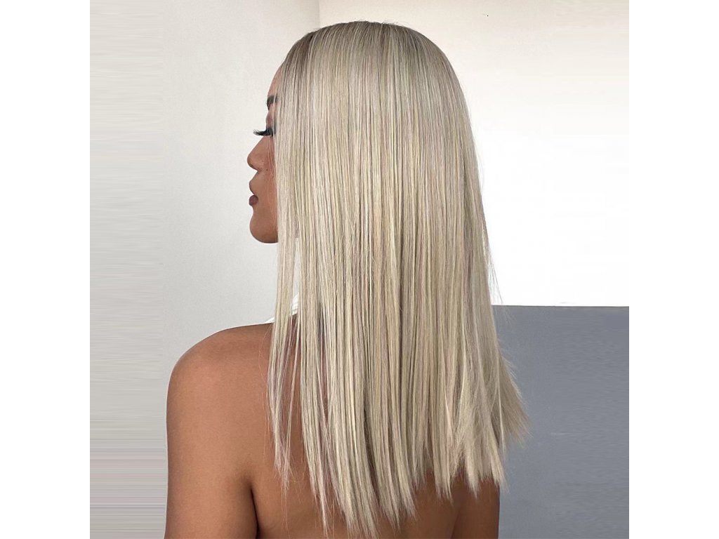 Rovná měsíční blond paruka Tyra se síťkou (lace front)