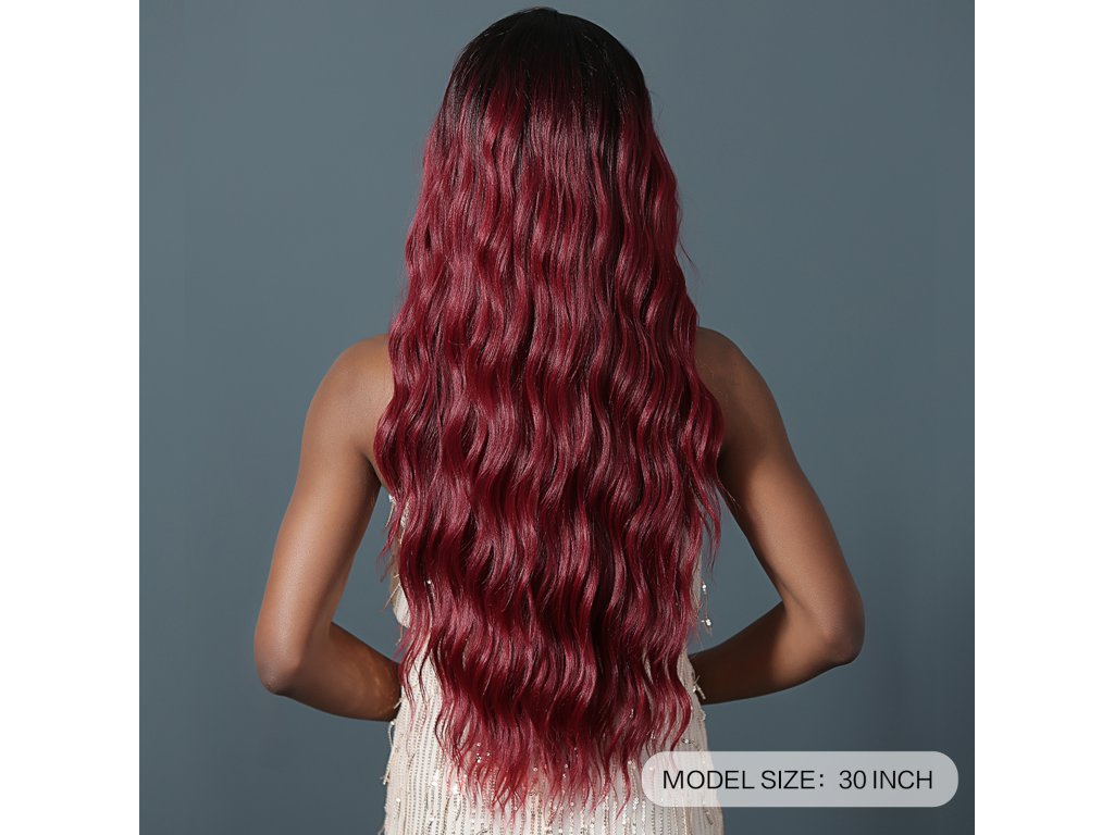 Černo-vínová paruka Mia se síťkou (lace front)