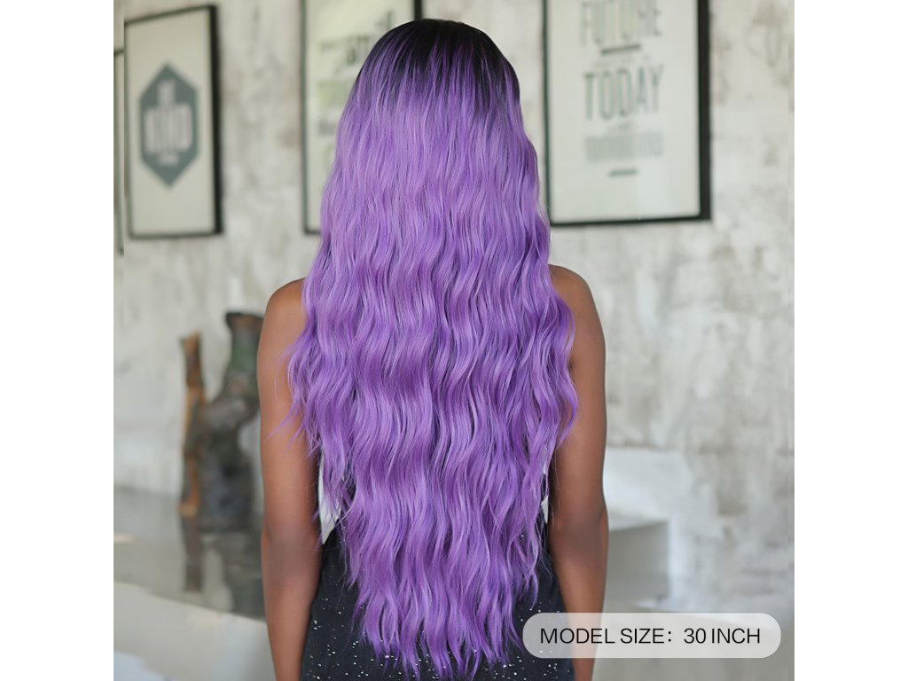Modrofialová paruka Janina se síťkou (lace front)