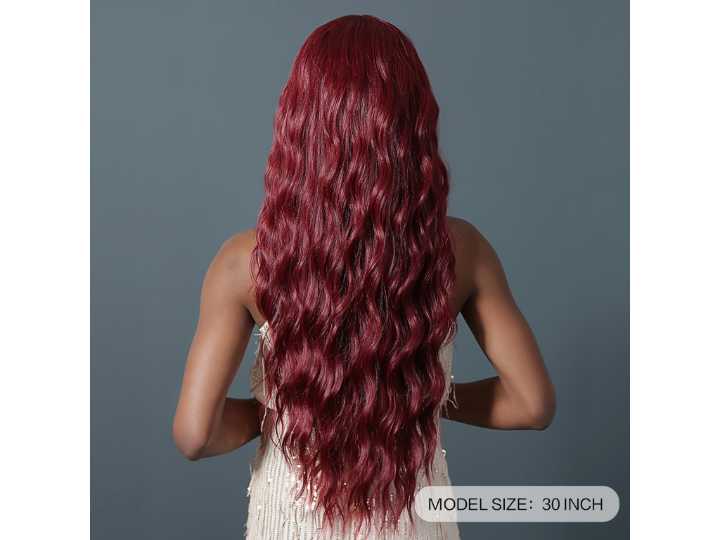 Vínově červená paruka Esmeralda se síťkou (lace front)