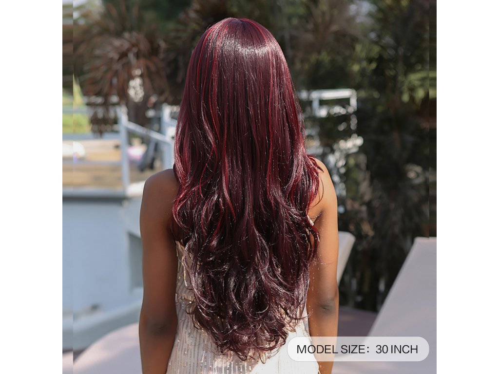 Purpurově červená paruka Andrea se síťkou (lace front)