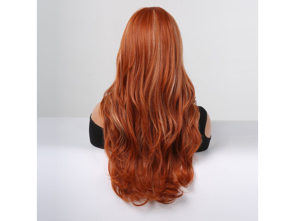 Pravá oranžová paruka Gloria se síťkou (lace front)